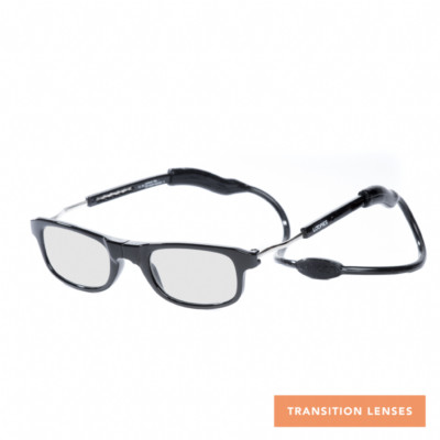 Loopies schwarze magnetische Lesebrille - Flexi Halsschlaufe Lesebrille Übergangsglas
