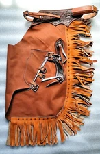 Leather Western Chinks Chaps for Men Women Kids Horse Equine Show Riding S M L