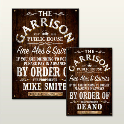 THE GARRISON PUB, PEAKY BLINDERS, PERSONALISED, BAR SIGN, WALL PLAQUE ...