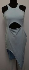 L2315 PRETTYLITTLETHING WOMEN'S BLUE SPLIT THIGH CUTOUT WAIST DRESS SIZE 14 UK