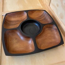 Acacia Wood Serving Tray Mid Century Modern Style 2008 Target Heavy Chip Dip