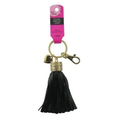 BEAD LANDING Rhinestone TASSEL Key Chain  - BLACK