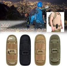 Tactical Molle Flashlight Pouch Hunting 360 Degrees Rotatable Holster Torch Case