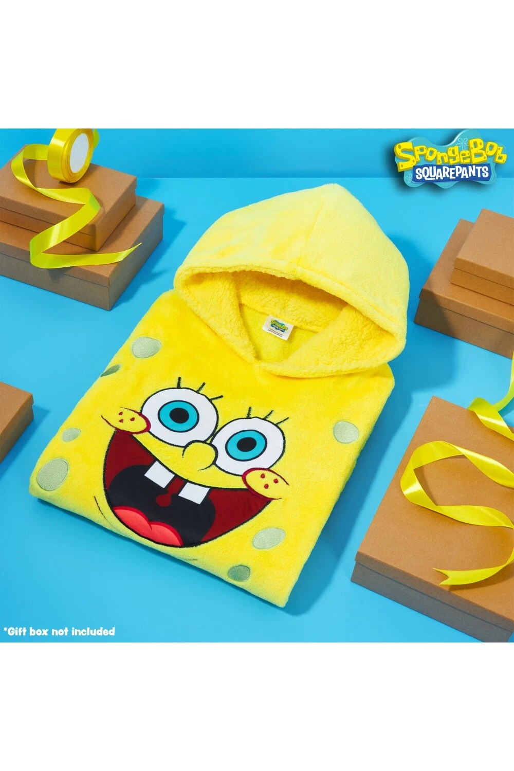 Spongebob Squarepants Kids Boys Oversize Poncho Pocket Long Sleeved Blanket