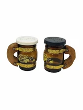 Vintage Indiana Amber Glass Beer Mug Salt & Pepper Shakers