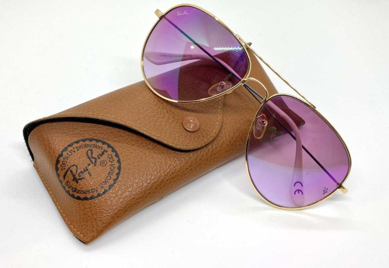 Ray-Ban Aviator Sunglasses RB3025 55m Gold Frame Pink Mirror
