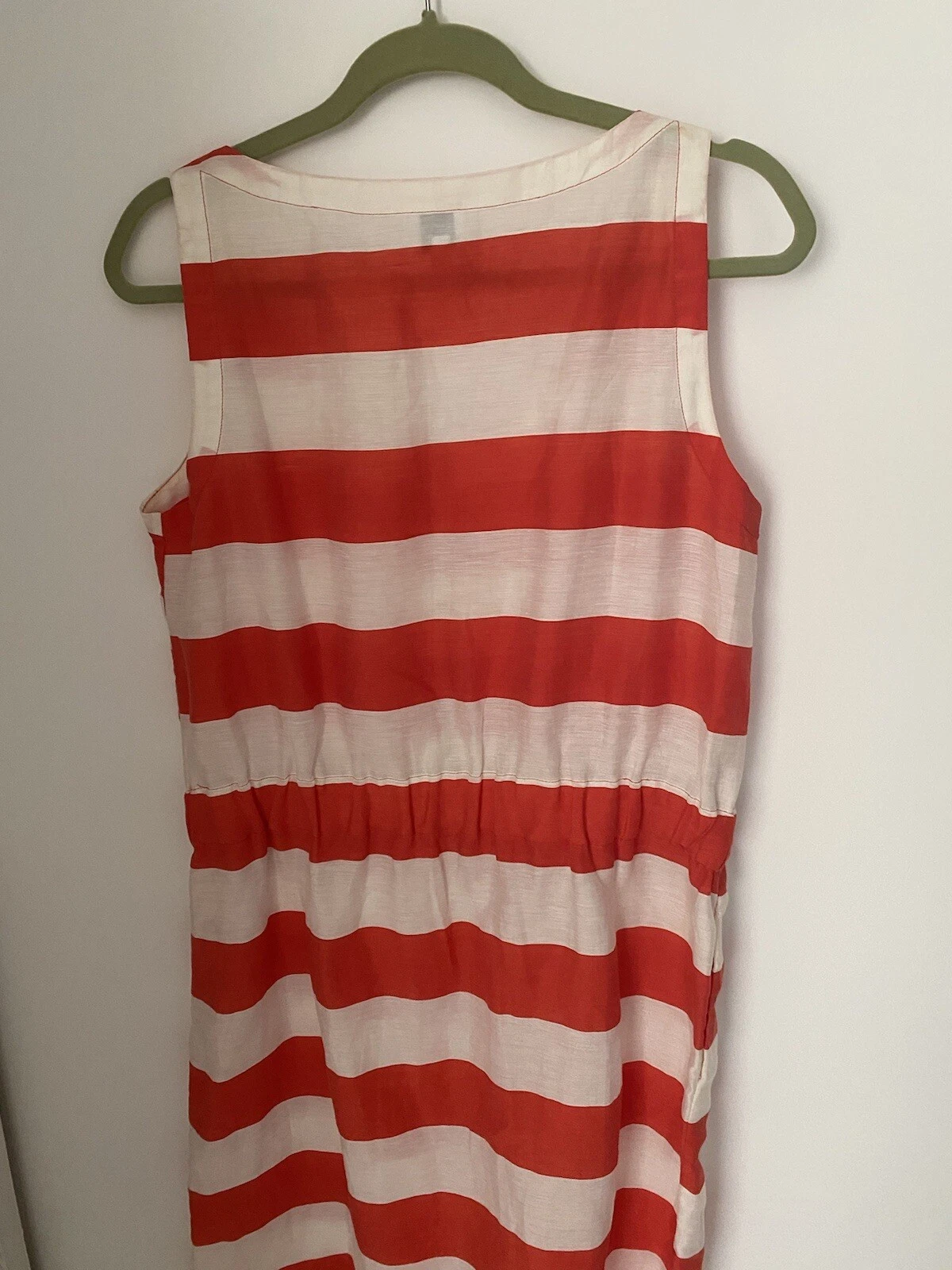 OFF WHITE Abito da donna Armani Collezione lino a righe taglia 14 arancione e bianco con cerniera