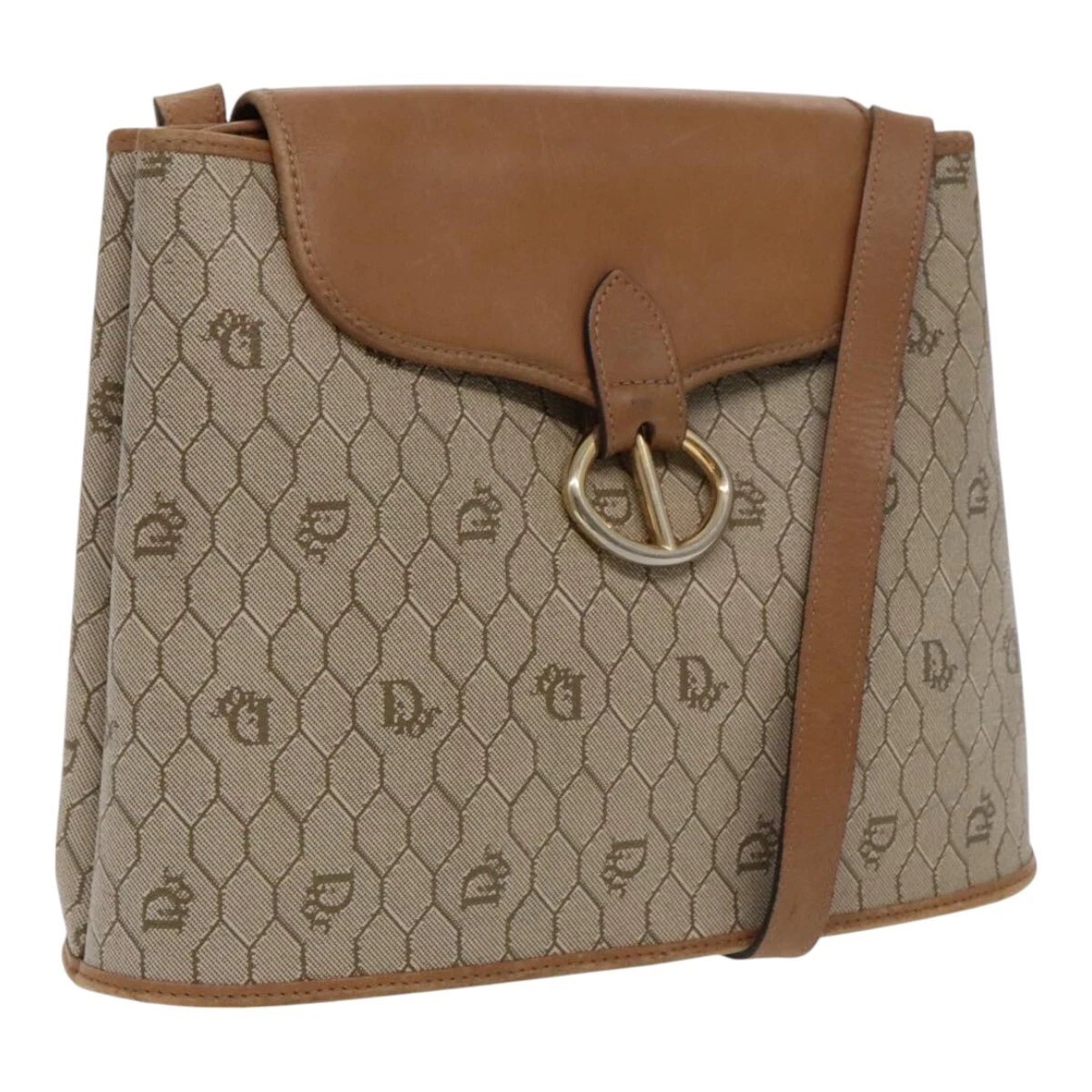 Sac bandoulière Christian Dior nid d'abeille PVC cuir beige authentique yk15668