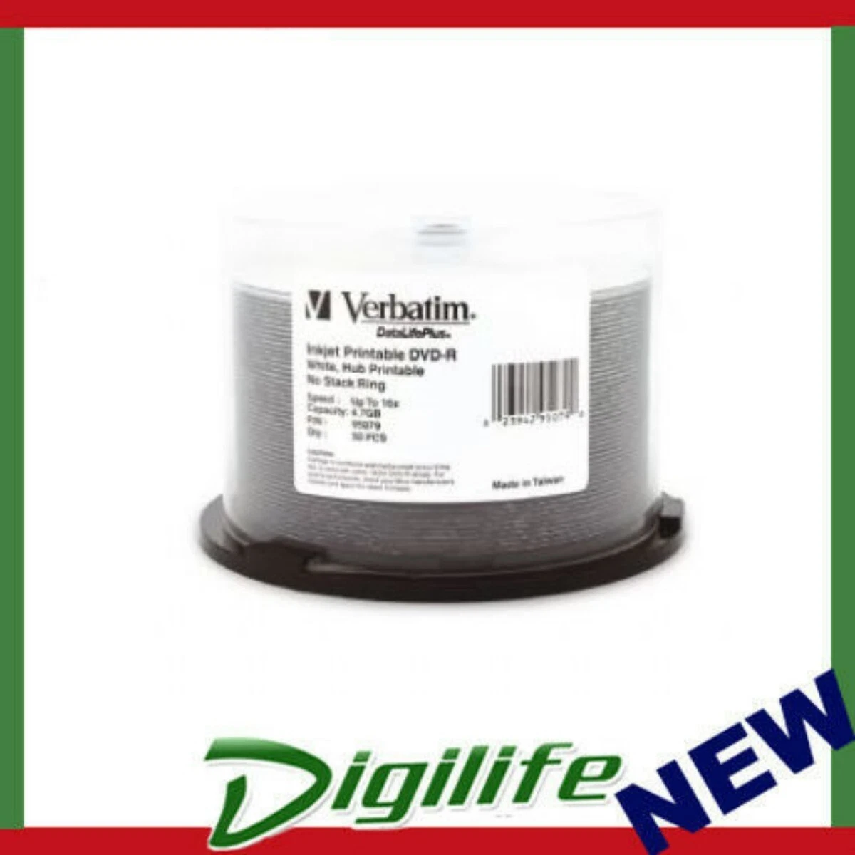 Verbatim DVD-R 4.7GB 50Pk White Wide Inkjet 16x