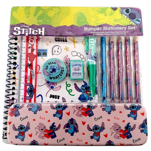 Disney Stitch Bumper Stationery Set Notebook Pencil Case Eraser Sharpener Ruler - 第 1/10 張圖片