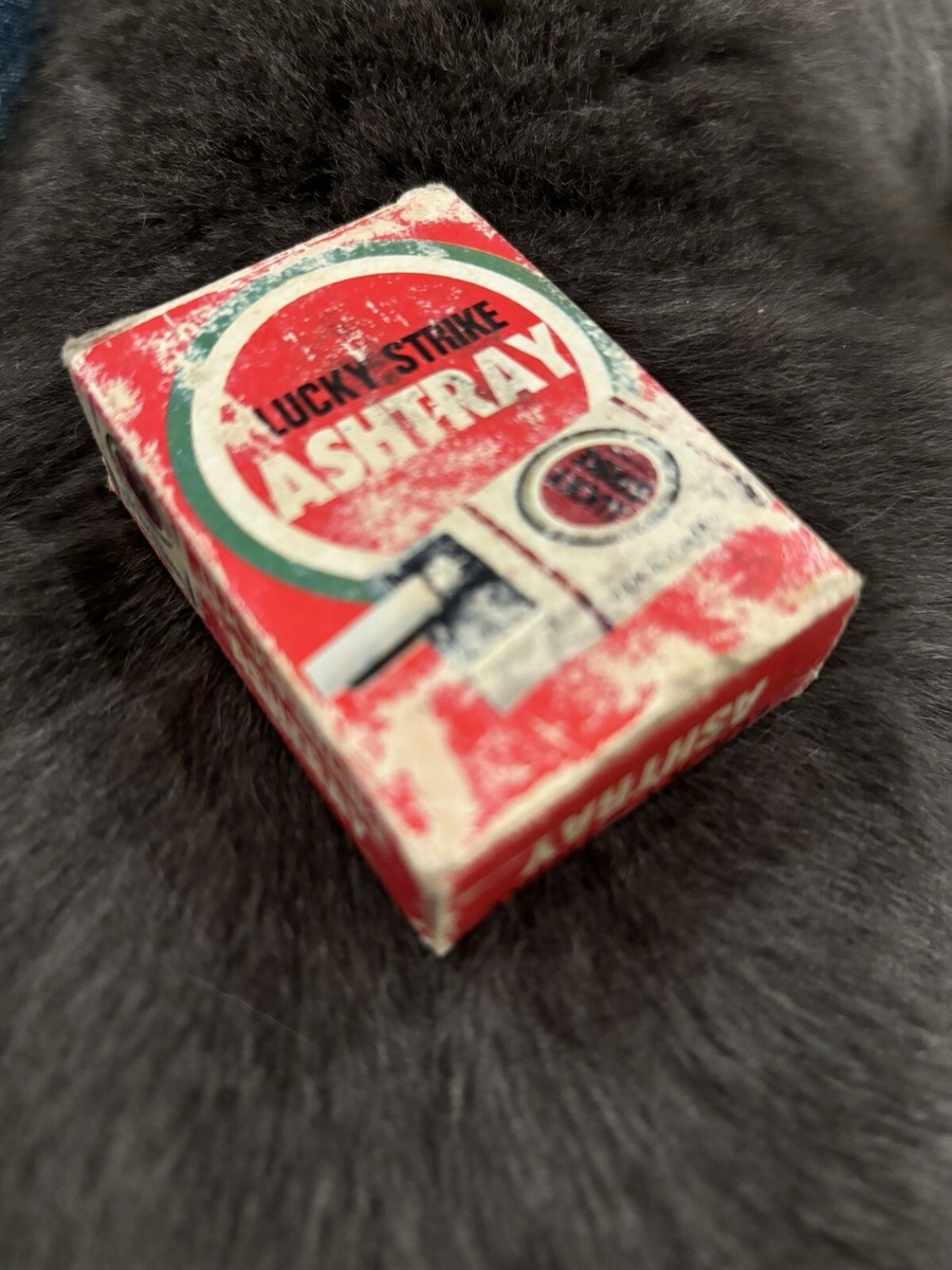 lucky strike cigarette promotional ashtrays 1920s Vintage 1960's Lucky Strike Cigarettes Handheld Metal Pocket Ashtray w/Box