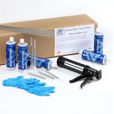 Helical Bar Crack Stitch Brick Repair Kit 5 x Polyester Resin, 10 x Bars & Gun
