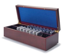 Quality Coin Collector Mahogany Wood Storage Box for 50 Certified Graded Slabs