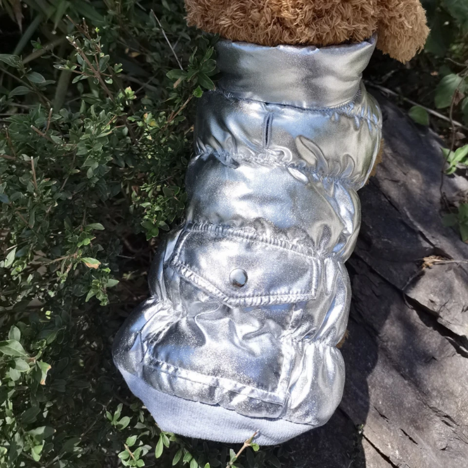 Glitter Dog Pet Cat Padded Puffer Clothes Vest Fleece Lined Winter Puppy Costume - Image 3 of 4