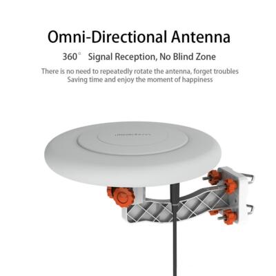 HDTV Outdoor Amplified TV Antenna 360° Omni-Directional Digital HD 1080P 4K