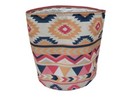 Multicolor Aztec Print Round Fabric Soft Storage Bin 12.4" x 11.02" x 11.02"