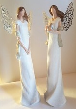 Weihnachtsengel figur 2er Set engel zum stellen schutzenge silberflügel 30cm