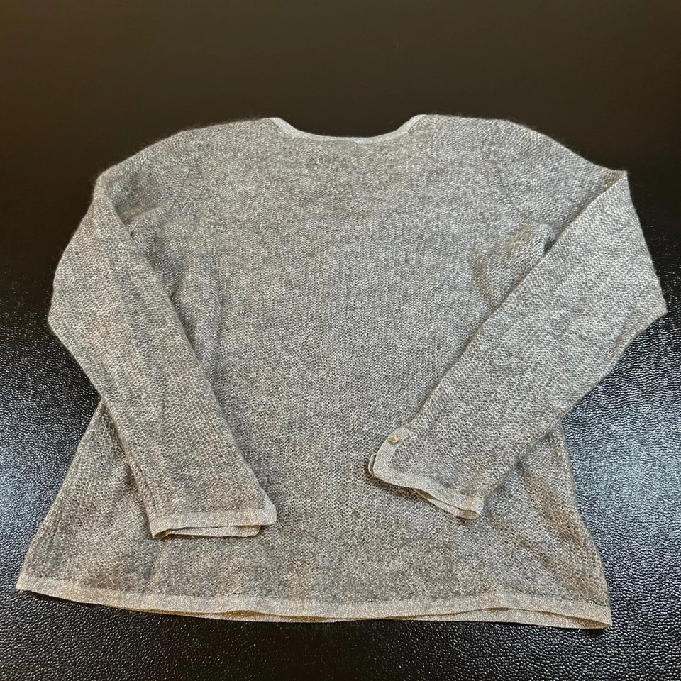 Suéter tejido con botones Ann Taylor Petites 1/4 gris manga larga para mujer LP Foto 4 de 4