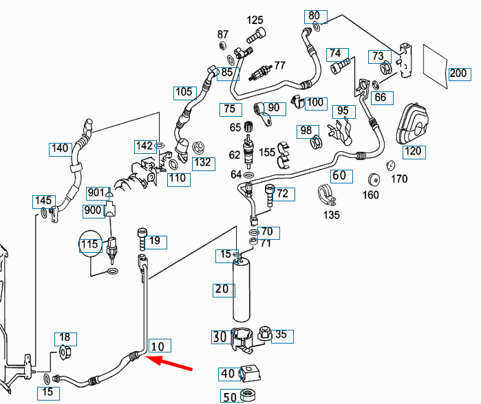 MERCEDES-BENZ SL R230 Air Condition Hose A2308303315