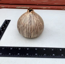Handmade Ceramic Bud Vase Garlic Clove Brown Lines Organic Form Modern Design
