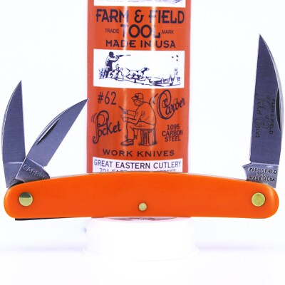 NEW GEC 62 Pocket Carver Orange Delrin Farm & Field Great Eastern Cutlery 620324