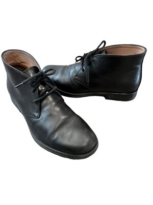 SALVATORE FERRAGAMO SACHIE BLACK LEATHER GANCINI CHUKKA  display picture 3