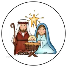 NATIVITY CHRISTMAS ENVELOPE SEALS LABELS STICKERS PARTY FAVORS