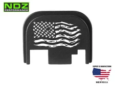 NDZ Glock Gen 1-4 17 19 Aluminum Slide Cover Back Plate - Distressed Flag