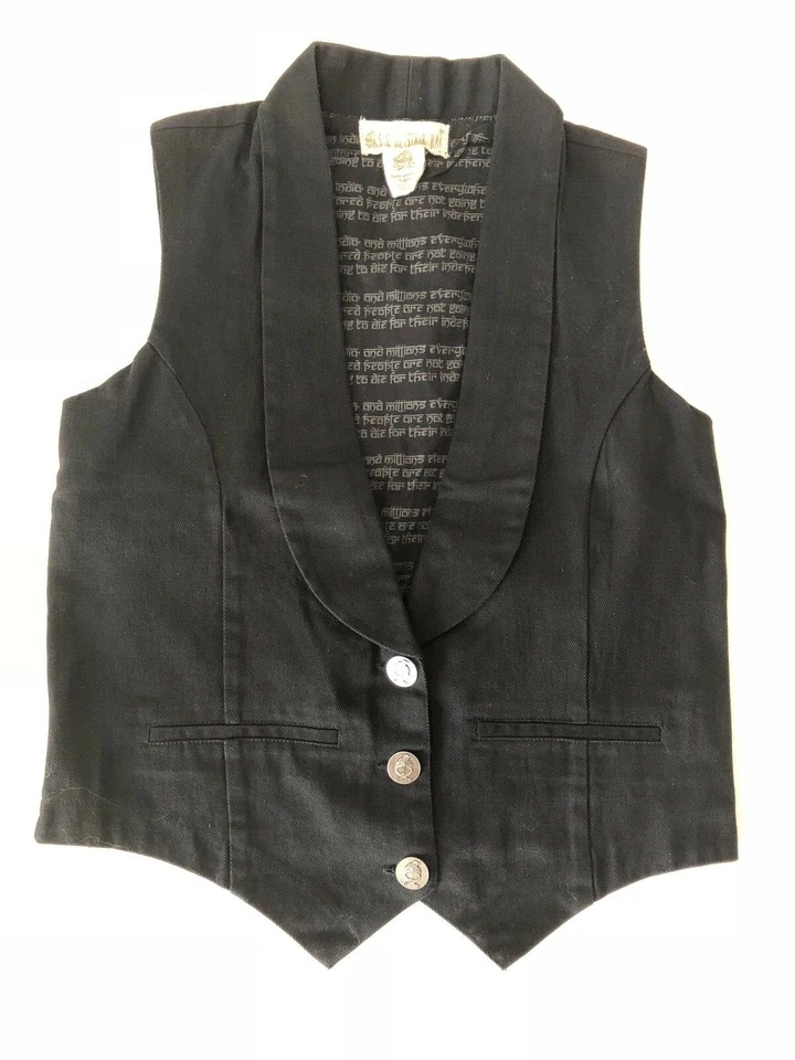 CHALECO de algodón negro para mujer SIR ALISTAIR RAI con apliques símbolo de la paz talla XS/S nuevo sin etiquetas Foto 2 de 4