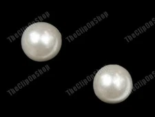 WHITE/CREAM 8mm ROUND FAUX PEARL clip on MAGNETIC stud EARRINGS no-pierced studs