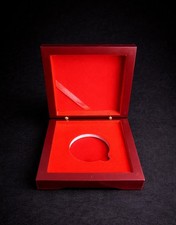 Écrin Luxe Bois Rouge 10x10cm Insert 40mm Boîte Pièce Médaille numismatique 