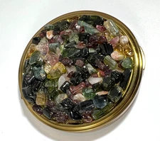 Rare Vintage Powder Compact Gemstone Inlay Marian Bialoc Semiprecious Gem