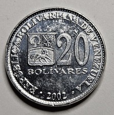 2002 Venezuela 20 Bolivares - Aluminum Zinc Coin - Venezuelan - World Coin