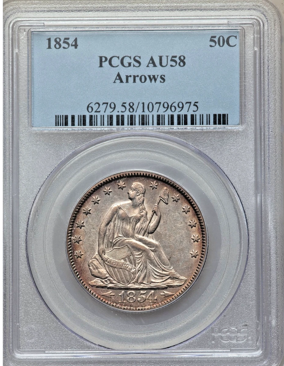 25+ 1854 Year Silver Seated Liberty US Half Dollars (1839-1891