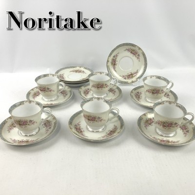 Old Noritake Demitasse Cup & Saucer set of 6 with 4 extra plates Flower