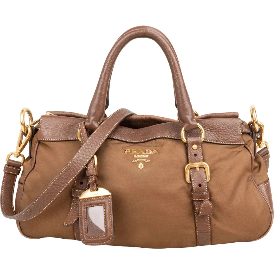 Prada Tessuto Vitello Daino Bauletto Satchel Handbag Tasche - Bild 1 von 4