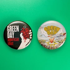 Green Day Button Pack 1in Set of 2 | American Idiot Dookie | Pop Punk Pin Badge