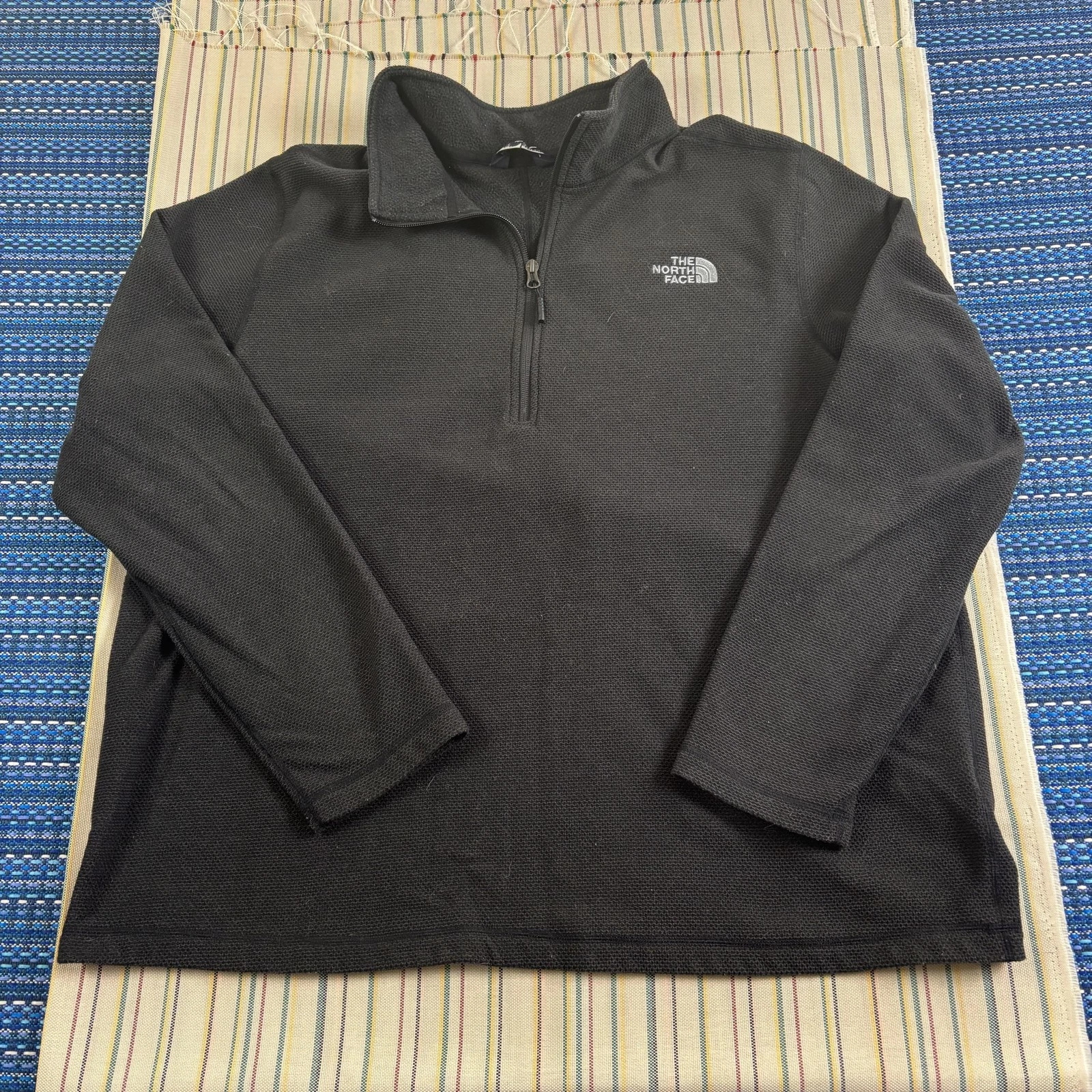 The North Face Pullover Mens 2XL Black Fleece Quarter Zip Long Sleeve Hiking Top