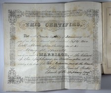 Marriage Certificate Issued for Abner Doubleday in 1852 - Famous Union General