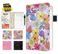 Server Book, Waitress Book, Leather Server Book Organizer with Double Zippered P