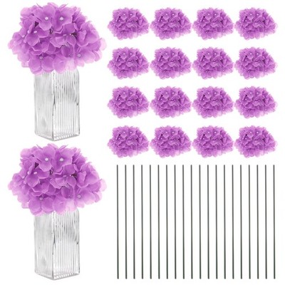20-Pack Silk Hydrangea Flowers for Home Decor [Purple]