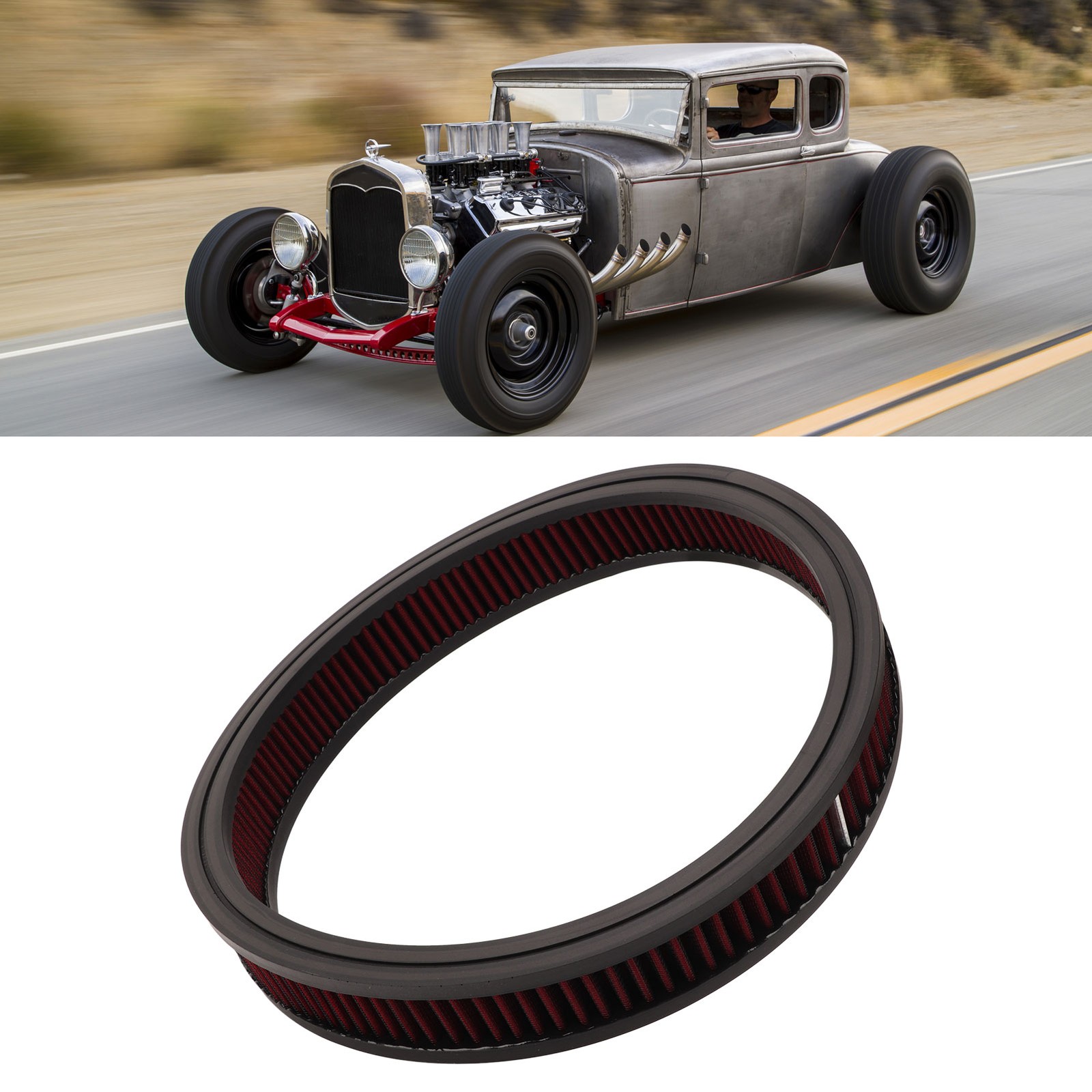 High Flow Round Air Filter Washable Reusable Air Cleaner Intake Filter E