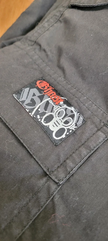 Pantalones cargo Ghost Streetwear para hombre talla L negros con logotipo de calavera puños ajustables Foto 3 de 4