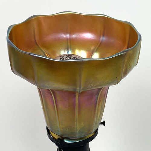Antique Art Deco Nouveau Nude Woman Lady Figural Lamp w/ Iridescent Glass Shade - Picture 11 of 19