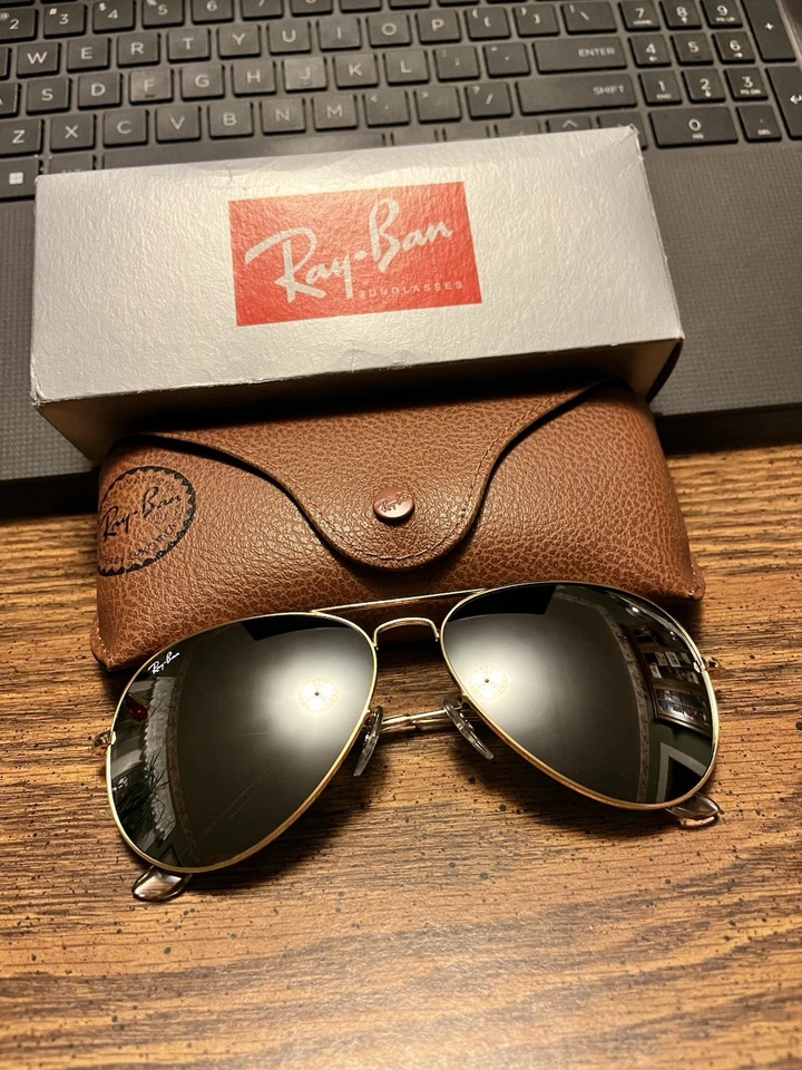 RAY-BAN AVIADORES RB3026 62mm. MARCO DORADO CON LENTES ESPEJO PLATEADAS. NUEVO. Foto 3 de 4
