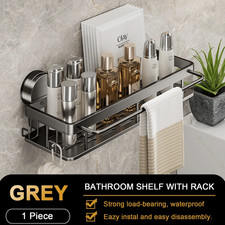 Suction Cup Bathroom Shelf No Drill Wall Mounted Shampoo Bottle Shower Rack Toil