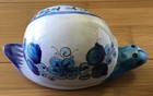 Vintage Hand Craft & Painted Ceramic Mexican Tonale Blue Snail Figurine Sign Cat — photo 2