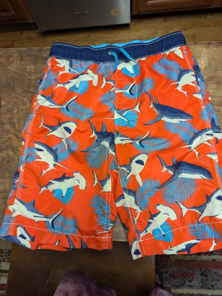 Pantalones Cortos de Natación GAP Surf Niños Tabla Niño XL (12) Pez Rojo Regular/Floral PrMuy Bonitos Usados en Excelente Condición Foto 4 de 4