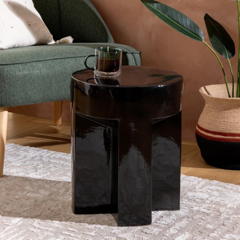 Table d'Appoint en Céramique "Kriz" 41cm Noir