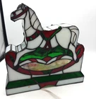 Vintage Tiffany & Co. Style Stained Glass Rocking Horse Night Light Table Top